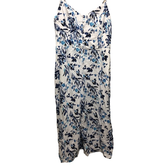 Banana Republic Pants - Jumpsuit Banana Republic Blue White Floral Stretch Elastic Back Wide Legs Sz 18